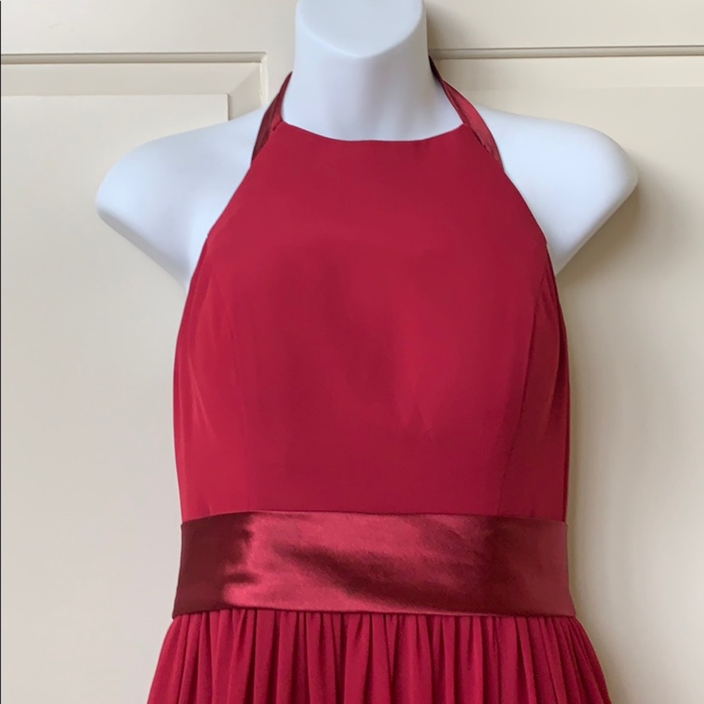 Burgundy Maxi Halter Dress - Picture 2 of 8